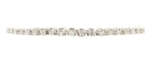 1.65 ctw Round Diamond Classic Women's 10KT White Gold Tennis Bracelet - 7.5" 8g