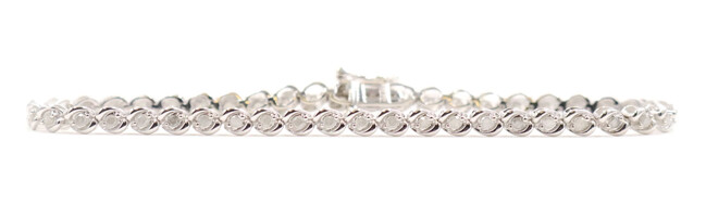 0.85 ctw Round Diamond Classic Women's 10KT White Gold Tennis Bracelet - 7.5" 