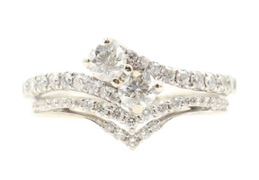 Women's 1.30 ctw Ever Us Two-Stone 14KT White Gold Wedding Band Set Size 11 6g