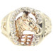 Estate 10KT Yellow Gold & Diamond Chips Horse Head / Horseshoe Ring by SPL 4.6g