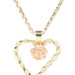 Women's 14KT Two-Tone Gold Rope Heart Rose Pendant on 14KT Box Chain 27" - 5.7g