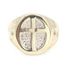 Men's 10KT Yellow Gold 0.08 ctw Round Diamond Cross Christian Signet Ring 5.9g