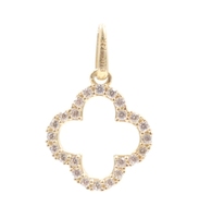 Women's Clover Alegria Shape CZ Cubic Zirconia 14KT Yellow Gold Charm Pendant 