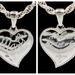 Stainless Steel Floral Mom Heart Pendant on 24 1/2" Sterling Silver Rope Chain