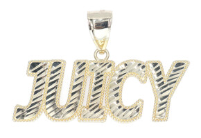 High Shine Diamond-Cut 10KT Yellow Gold "Juicy" Necklace Pendant 1.7" Wide 4.9g