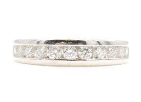 14KT White Gold 0.65 ctw Round Diamond 4.5mm Wide Channel Band Wedding Ring 3.0g