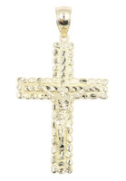 Large 2.9" 10KT Yellow Gold Crucifix High Shine Nugget Style Cross Pendant 7.9g