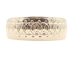 Estate Unique 10KT Yellow Gold Circle Detailed Filigree 7.7mm Band Ring - 5.1g