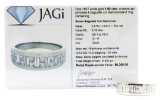 1.80 cttw Channel Set Princess & Baguette Cut Diamond 18KT White Gold Men's Ring