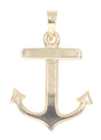 Nautical 14KT Yellow Gold High Shine Anchor Necklace Pendant / Charm 0.9" - 1.1g