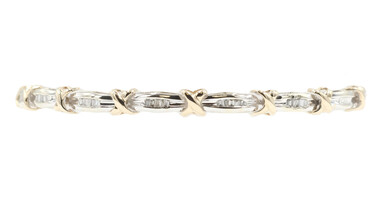 Women's Estate XOXO Two Tone 0.70 ctw Baguette Cut Diamond 7" Tennis Bracelet 