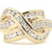 Estate 1.00 ctw Round Diamond Channel Set Crossover 14KT Yellow Gold Ring 7.4g 