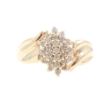 Vintage Style 10KT Yellow Gold Estate 0.25 ctw Round Diamond Cluster Ring 3.2g