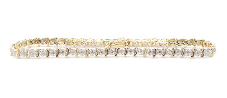 Women's 0.70 ctw Round Diamond 14KT Yellow Gold S-Link 7" Tennis Bracelet 7.17g
