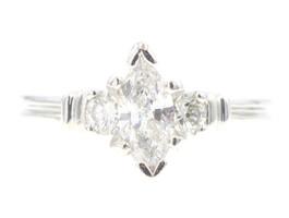 Past Present Future 0.99 Ctw Marquise & Round Diamond Platinum Engagement Ring