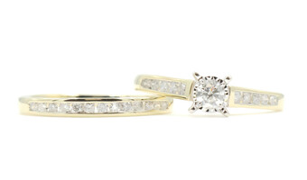 10KT Yellow Gold 0.73 ctw Solitaire Round Diamond Women's Wedding Ring Set 2.9g