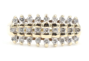 Tiered 0.27 Ctw Single-Cut Diamond Pyramid Cluster 10KT Yellow Gold Ring by THL