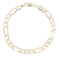 Estate 14KT Yellow Gold 6.7mm Diamond-Cut Figaro Chain Bracelet 8.5" - 11.24g