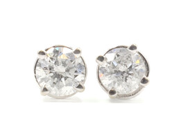 7/8 CT.T.W Round Diamond Solitaire Women's Estate 14KT White Gold Stud Earrings