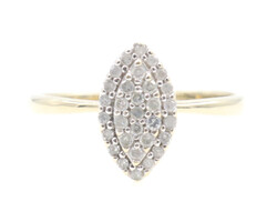 Estate 0.22 ctw Round Diamond Marquise Cluster 10KT Yellow Gold Women's Ring 