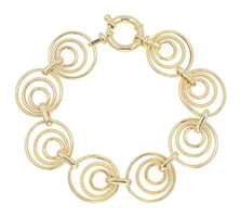 Women's Italy 14KT Yellow Gold Fancy Multi-Hoop / Circle Link Bracelet 8" - 9.7g