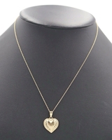 Women's Estate 10KT Yellow Gold Diamond Cut Heart Pendant 18" Gold Necklace 1.6g