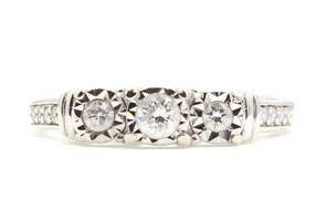 0.35 ctw Round Diamond Past Present Future 10KT White Gold Engagement Ring 2.9g