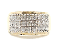 10KT Yellow Gold 1.25 ctw Round Diamond Cluster Men's Classic Estate Ring 7.4g