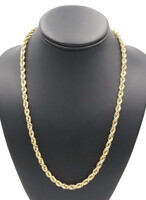 High Shine 10KT Yellow Gold 5.5mm Wide Hollow Rope Chain Necklace 22" MA - 11.2g