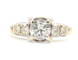 1.25 ctw Round Diamond Estate 14KT Yellow & White Gold Engagement Ring 3.2g 