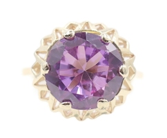 Women's Lab Created 5.75 ctw Round Purple Sapphire 14KT Gold Solitaire Ring 4.9g