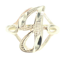 Diamond-Cut Estate 10KT Yellow Gold Cursive Initial J Ring Size 4 3/4 - 1.28g