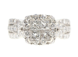 2.80 Ctw Princess & Round Diamond 14KT White Gold Halo Engagement Ring 5.51g