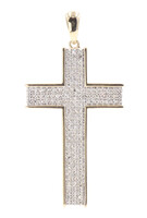 10KT Yellow Gold 2/3 cttw Round Diamond Micro Pave 1.6" Cross Pendant by MGW