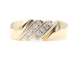 Men's 2-Row 0.20 Ctw Round Diamond 10KT Yellow Gold Diagonal Wedding Band Ring