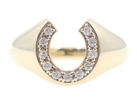 Estate 0.30 ctw Round Diamond Horseshoe 10KT Yellow Gold Men's Ring Size 12 5.7g
