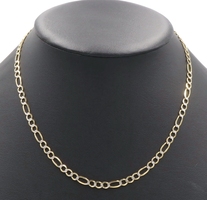 High Shine 14KT Yellow Gold Diamond Cut 4.6mm Figaro Chain Necklace 18" - 9.59g