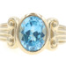 2.50 Ct Oval Blue Topaz in 10KT Yellow Gold Roman Column Style Ring by DMS 5.7g
