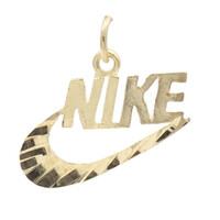 20.6mm 10KT Yellow Gold High Shine "Nike" Sport Necklace Graphic Pendant - 1.1g