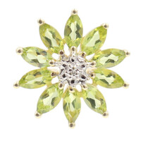 1.80 ctw Marquise Cut Peridot & Diamond Accent Flower Cluster 10KT Gold Pendant 