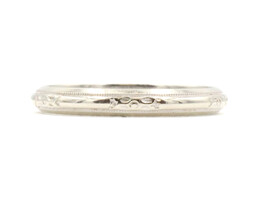 14KT White Gold Estate Art Deco Style Etched 2.8mm Women's Wedding Band Ring 