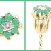 Women's Floral 0.48 Ctw Natural Emerald & Diamond 10KT Gold Unique Cocktail Ring