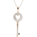 10KT Rose Gold 0.40 ctw Round Diamond Key Heart Pendant w 10KT Gold 18" Necklace