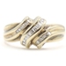 Estate 0.25 ctw Channel Set Baguette Diamond 10KT Yellow Gold Women's Wave Ring