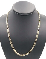 High Shine 10KT Yellow Gold 5.4mm Hollow Curb Chain Necklace 20" RCI Turkey 7.1g