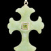 Carved Jade & Peridot 14KT Yellow Gold Cross Pendant on 10KT Snake Chain 26"