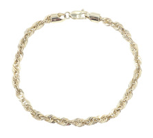 High Shine 10KT Yellow Gold 4.5mm Classic Hollow Rope Chain Bracelet 8" - 4.25g