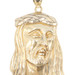 Religious 10KT Yellow Gold Face of Jesus Diamond-Cut Necklace Pendant 1.5" 3.2g