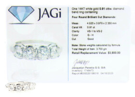 4-Stone 0.91 Ctw Round Brilliant Cut Diamond 14KT White Gold Anniversary Ring