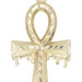 Diamond-Cut 10KT Yellow Gold Dripping Egyptian Ankh Necklace Pendant 1.9" - 2.3g